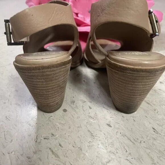 EILEEN‎ FISHER Glance Leather Peep Toe Slingback Heel Shoe Sandals - Picture 6 of 9